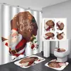 Cortina de ducha de poliéster, impresa, impermeable y resistente al moho, para regalo de Navidad transfronterizo, con diseño de campana navideña, creando una atmósfera festiva; directamente del fabricante