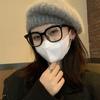 Estilo perezoso ~ boina de pelo de conejo para mujer otoño e invierno de punto de felpa circunferencia de cabeza grande estilo coreano gorra de pintor Beilei hace que la cara se vea pequeña