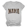 Comércio Exterior Nova Mama Leopardo Estampa Carta Moda Estampada Gola Redonda Manga Curta Top eBay Elegante Camiseta Feminina Combinando