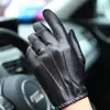 Guantes de Piel Genuina de Cabra para Hombre Otoño e Invierno Clásicos Calientes Acolchados de Terciopelo Viento Cruzado Impermeables Cachemira