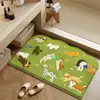Alfombra de Piso Imitación Cachemir con Animales de Dibujos Animados, Alfombrilla Antideslizante para Baño del Hogar, Alfombrilla para Pies Absorbente de Agua y Resistente a la Suciedad para Lavabo de Baño