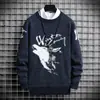 Suéter de mohair masculino outono e inverno 2021 suéter padrão de cabeça de lobo camisa base masculina 9825