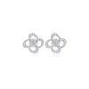 Pendientes de botón de trébol de cuatro hojas de plata pura con circonita para mujer Tonglin Venta Caliente Transfronteriza Moda Sensación de Alta Gama Pendientes de Plata Pura S925 con Circonita