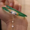 Bestia tragadora de oro calcedonia natural pulsera tintineante pulsera de ágata extremadamente delgada pequeña y exquisita pulsera de jade joyería para damas