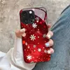 Funda de Cristal Templado para Teléfono Apple 17Pro 16 Funda de Teléfono Copo de Nieve Iphone18Promax Adecuada para 14 Rojo