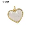 JP322 atmosfera doce design de coração de ouro incrustado pingente de concha acessórios para colar ou pulseira DIY para menina
