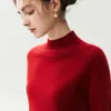 Suéter de Cachemira de Cuello Medio para Mujer Otoño/Invierno 2026, Manga Raglán, Sencillo y Ajustado, Capa Base de Punto para el Trabajo