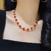 Collar de Cadena para Clavícula de Ágata Carnelian Natural 7A de Alta Calidad con Perla de Cristal Artificial