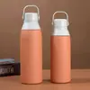 Taza Térmica de Acero Inoxidable 304 Transfronteriza para Comercio Exterior, Botella de Agua Portátil de Gran Capacidad para Deportes al Aire Libre con Asa y Popote, Personalizable