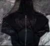 Breathedivinity Marca Americana de Moda Sudadera con Capucha para Hombre Estilo Oscuro Otoño e Invierno Traje Deportivo de Cremallera para Fitness