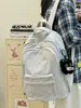Mochila ligera para estudiantes para niñas, gran capacidad, mochila multicapa para estudiantes de secundaria y preparatoria, mochila casual de color sólido para viajes de mujeres