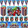 Conjunto Vingadores Bandeirinhas Triangulares Copos de Papel Pratos de Papel Máscaras Louças Decorações de Mesa Presentes Festa de Aniversário