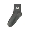Meias fofas estilo coreano com desenho, de cano médio para mulheres, para primavera e outono, estilo universitário simples, unissex, para casais, uso esportivo e casual, meias de algodão para atacado