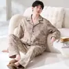 Pijama Sandwich de Algodón para Hombre en Otoño e Invierno Algodón Puro Manga Larga Acolchado Delgado de Algodón Talla Grande Cárdigan Se Puede Usar Fuera Ropa de Casa