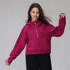 Sudadera Cálida de Terciopelo para Mujer de Manga Larga Casual Moda Scuba con Capucha Media Cremallera Suelta Chaqueta Deportiva de Yoga