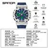 Nuevo Reloj Electrónico Transfronterizo Sanda para Hombre, Deportivo, Resistente al Agua, Luminoso, Doble Pantalla, Multifunción, Modelo Popular