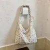 Bolso de hombro de punto texturizado con cordón nuevo, casual y versátil, adecuado para ir al trabajo, bolso tote de gran capacidad con estampado floral para mujer