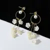 Brincos de Flores de Pérola Super Fada Coreanos, Elegantes e Simples, Brincos Pendentes Longos, Tarraxas e Acessórios