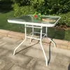 Mesa Quadrada de Vidro Temperado Pátio Externo Casual Simples Jardim Café Negociação Jantar Reunião e Mesa de Escrita