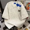 Camiseta de Verano Gruesa de Algodón Puro Estilo Americano Dibujos Animados Lindos Tie-Dye Cuello Redondo Manga Corta para Hombres y Mujeres, Corte Holgado, Top Adelgazante para Parejas