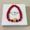 Nuevo Pulsera Caballo Mecedora Colorida Esmaltada Estilo Chino para el Año del Zodiaco de la Mujer, Pulsera de Ágata Roja Imitación de Lujo Ligero de Gama Alta para Regalo de Mujer