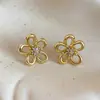 Brincos de Tarraxa Flor de Zircônia Agulha de Prata Moda Casual Personalidade Nicho Versátil Leve Luxo Brincos de Alta Qualidade para Mulheres