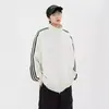 Suéter de Cardigan de Marca de Moda Tres Rayas para Hombre Otoño Color Americano Chaqueta con Rayas de Contraste Chaqueta Abrigo Plutton Guapo Holgado Top para Pareja