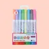 Caneta marcador de contorno de linha dupla, caneta fluorescente multicolorida para estudantes, caneta de mão dupla colorida, caneta de linha dupla vermelha para estudantes