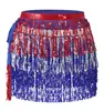 Towel Hip de Danza del Vientre de Halloween Danza 4 Capas Lentejuelas Borla Sello de Cintura Cadena de Cintura de Danza del Vientre Bohemia Toalla de Cintura de Danza