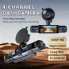 Cámara de salpicadero de coche de alta definición 1080P de 4 lentes y 4 canales con visión nocturna, cámara de marcha atrás, Cardvr, monitorización de aparcamiento y Wifi