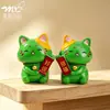 Figura creativa de gato de la fortuna verde para micro-paisajismo, accesorio de decoración DIY, mini adorno para escritorio y coche
