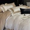 Set de cuatro piezas de algodón de fibra larga 100S de lujo ligero, sábana de algodón puro, funda nórdica, estilo jacquard, ropa de cama nórdica para las cuatro estaciones