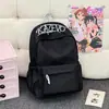 Mochila gris claro texturizada con bordado de letras, con un estilo moderno americano, adecuada para estudiantes de primaria, estudiantes de secundaria mujeres y mochilas pequeñas para salidas