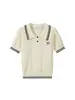 Verano 2026 Nuevo Estilo Universitario Bloque de Color Cuello Polo Tejido Manga Corta Top LXY