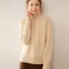 Nuevo suéter de cachemira para mujer otoño 2026, estilo simple, media cremallera, cuello alto, corte holgado, tejido casual