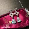 Collar de Gema Gota de Agua Flor Burbuja de Sirena Ocho Corazones Ocho Flechas Chapado en Oro de 18 Quilates Aretes de Circonia Huevo de Paloma