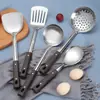Casa Cozinha Aço Inoxidável Grão de Madeira Chinelo Pá para Fritar Grande Escorredor Chinelo Colher de Arroz Colher Grande Chinelo Grande