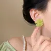 Aretes de Tela de Colores Dopamina Fantasía con Cuentas para Mujer Aretes Estilo Resort Costero Pinzas para Oreja Únicas