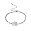 Pulseira de berloque redonda em forma de coração, vendida em alta no exterior, feminina, aço inoxidável, corrente tipo caixa dourada, joia da moda, presente