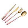Internet Celebrity 304 Aço Inoxidável Coreano Ruyi Faca e Garfo Colher Chopsticks Aço Inoxidável Louça Golden Spoon Custom LOGO