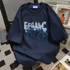 Camiseta Original Estampada de Manga Corta Versión Coreana 2025 Verano Tendencia Ins Streetwear de Alta Gama Diseño de Nicho Casual Holgada Manga Corta