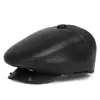 Boné Forward com Forro de Lã à Prova de Frio para Outono e Inverno para Meia-Idade e Idosos Proteção de Orelha Quente de PU para Exterior Boné de Pato para Homens, Velho e Avô Chapéu
