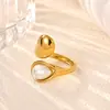 Anillo Cruzado de Acero Inoxidable Chapado en Oro de 18 Quilates, Estilo Nuevo Europeo y Americano, para Mujer, Versátil para el Uso Diario, Joyería de Anillo Abierto Simple y a la Moda