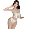 Conjunto de Pijama Sexy Renda Peito Exposto Gola Halter Faixa na Cintura Pijama Tamanho Grande Cadarço Puro Desejo Conjunto de Roupa para Casa Comércio Exterior