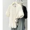 100kg Moda Verão Nova Estilosa Camisa de Manga Curta Gola Redonda com Padrão de Escamas de Peixe para Mulheres Plus-Size 0401