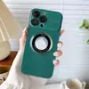 Funda con espejo protector de ventana grande de succión magnética con logo, adecuada para carcasa de teléfono móvil iPhone 15, cubierta protectora de carga mate Apple 14 13