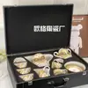 Estilo Europeu Luxo Leve Série Preto Dourado 58 Peças Louças Tigela e Prato Panela de Sopa Conjunto de Café Bule Xícara e Pires conjunto Presente para Casa