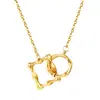 Collar AliExpress Europeo y Americano de Moda Simple Hebilla Cuadrada Irregular Dorada Joyería Collar de Acero de Titanio Venta Caliente