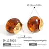 Pendientes de Titanio Acero Inoxidable Yuhui Transfronterizos Estilo Maillard Color Ámbar Resina Retro Chapado Color Oro Real Acero Inoxidable Conservador de Color