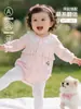 Conjunto de Primavera para Bebé, Mameluco Triangular de Algodón Puro con Cuello de Encaje, Mono de Bebé Recién Nacido Estilo Princesa para Abrigo